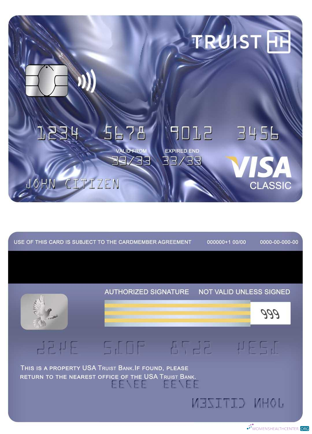 Download USA Truist Bank visa classic card Photoshop template